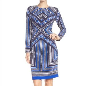 Vince Camuto Crepe Body-Con Dress, Navy / Blue / Ivory, Size 2